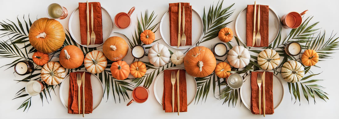 Decorated Festive Table for Thanksgiving Day Dinner